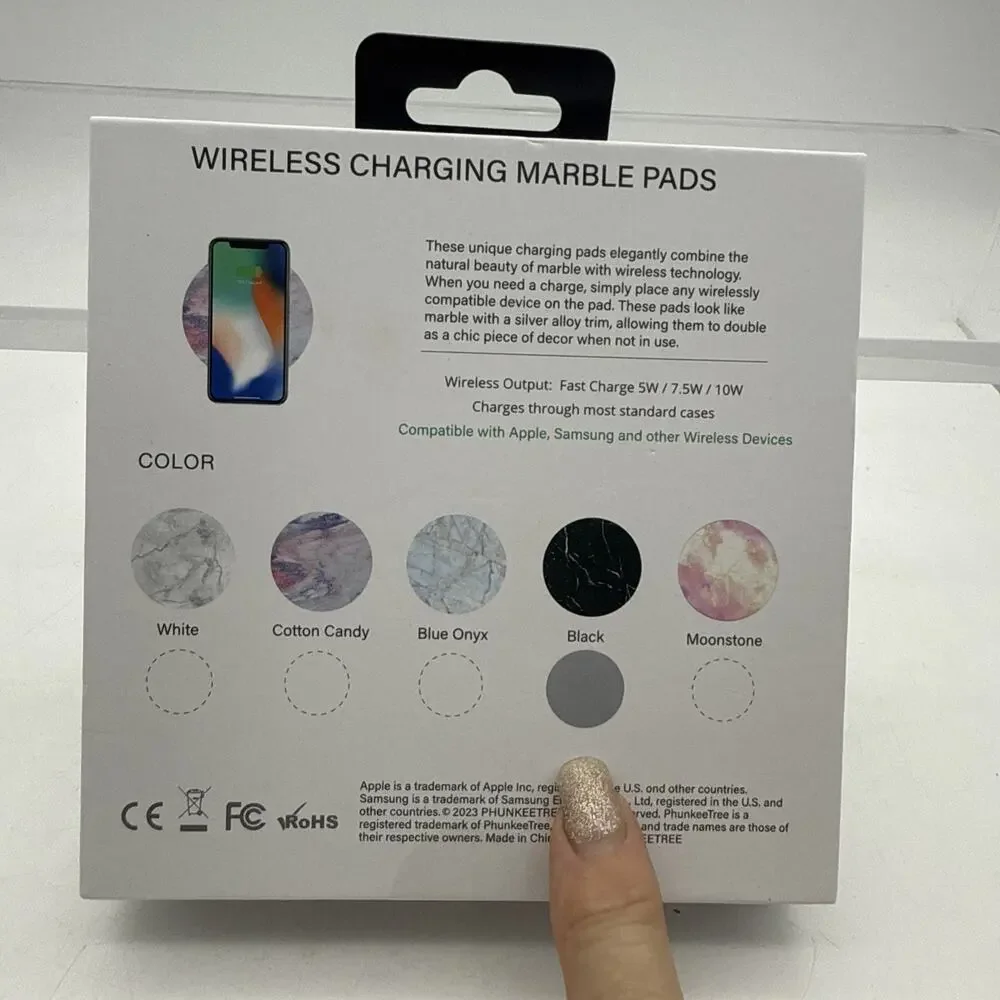 PHUNKEE TREE WIRELESS CHARGING PADS Fast Charge 10 WATT NEW Sealed Black Marble